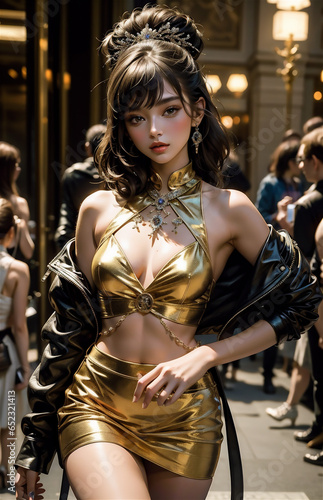 Fashion show. Sexy girl in a beautiful dress. Beautiful asian woman model. Beauty, fashion. © Frozen Design