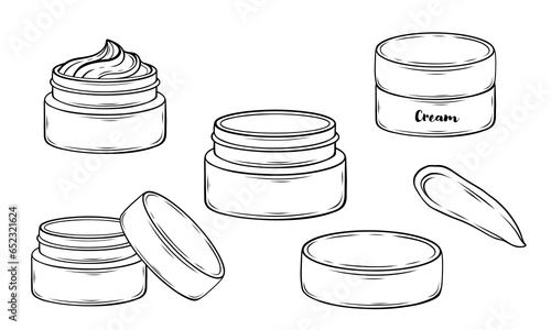 Skincare Set Cream Hand Drawn Vector Illustration