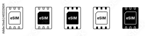 E sim icon set simple design