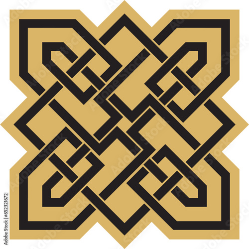 Vector gold and black Celtic knot. Ornament of ancient European peoples. The sign and symbol of the Irish, Scots, Britons, Franks..