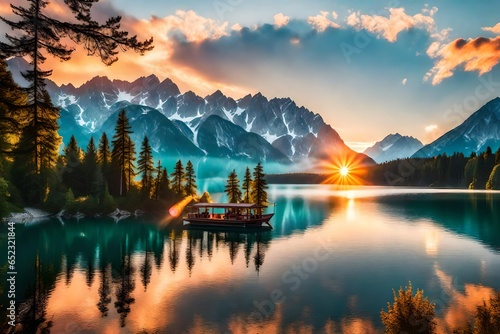 sunrise over lake