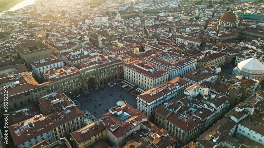 Aerial view of Florence city skyline at sunset, Piazza della Repubblica, Tuscany, Italy Aerial view of Florence city skyline at sunset, Piazza della Repubblica, Tuscany, Italy
