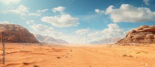 Cuadro en lienzo The Valley of the Moon in Jordan known as Wadi Rum desert has orange sand haze a