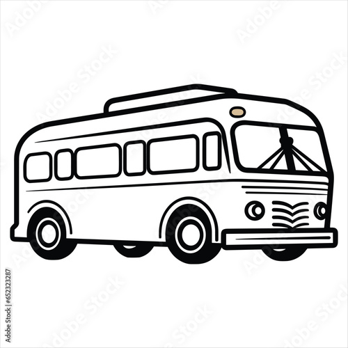 Bus coloring book pages for kids  Bus coloring pages vector