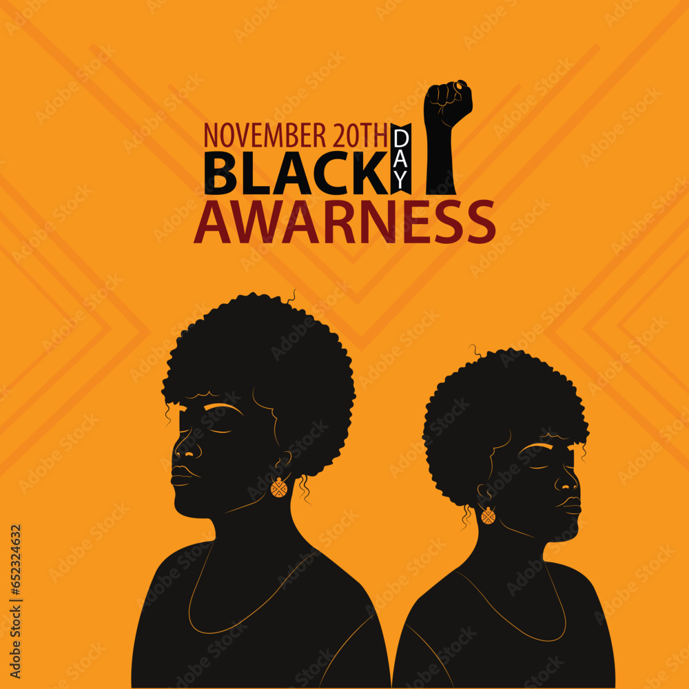 black awareness day campaign poster, black lives matter, support black people to gain equality, stop racism.