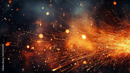 sparks from fire welding bright background. photo
