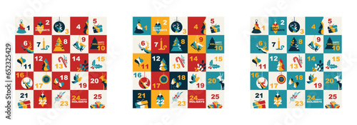 Advent calendars set. Modern color design.