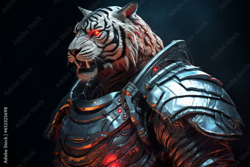 tiger robot with future background