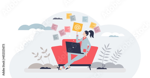 Simplifying work with more easy tasks after digitization tiny person concept, transparent background.Project management with effective or productive simplification illustration.