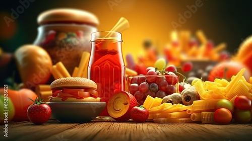 ready to eat food and drink abstract background