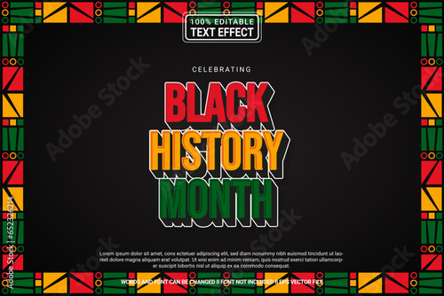 Editable text effect Black History Month 3d cartoon template stlye modren premium vector