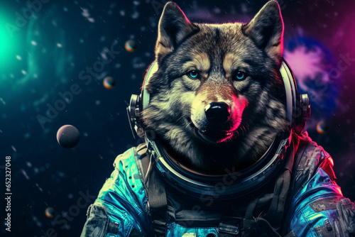 wolf astronaut space background