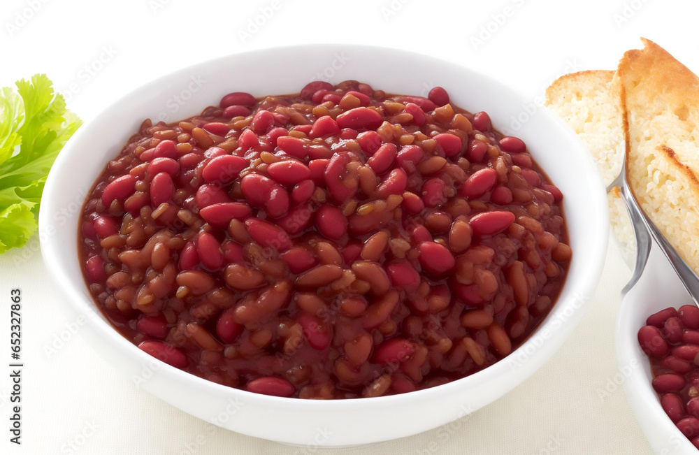 Caribbean rice and kidney beans over white background Caribbean rice and kidney beans over white background