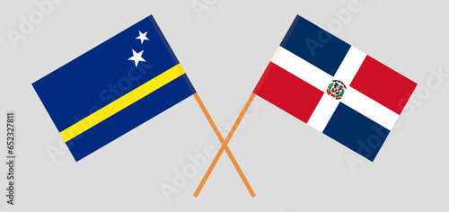 Crossed flags of Country of Curacao and Dominican Republic. Official colors. Correct proportion