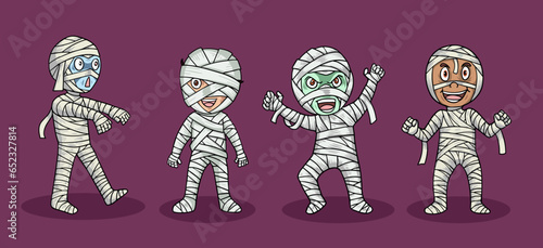 Vector images of cute and scary mummy are available in the bundle for halloween 