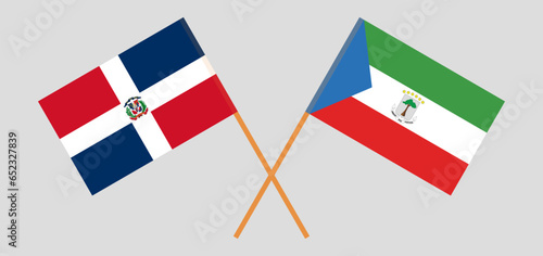 Crossed flags of Dominican Republic and Equatorial Guinea. Official colors. Correct proportion