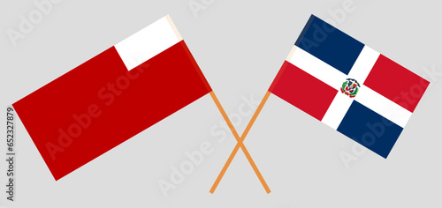 Crossed flags of Dominican Republic and Abu Dhabi. Official colors. Correct proportion