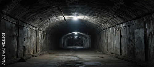 Underground passageway with sturdy concrete walls in deserted structure