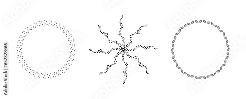 Wreath group in quirky vector style isolated on white background. Decorative frame collection for playful antique graphics. Monochrome ornate quirky illustration. 