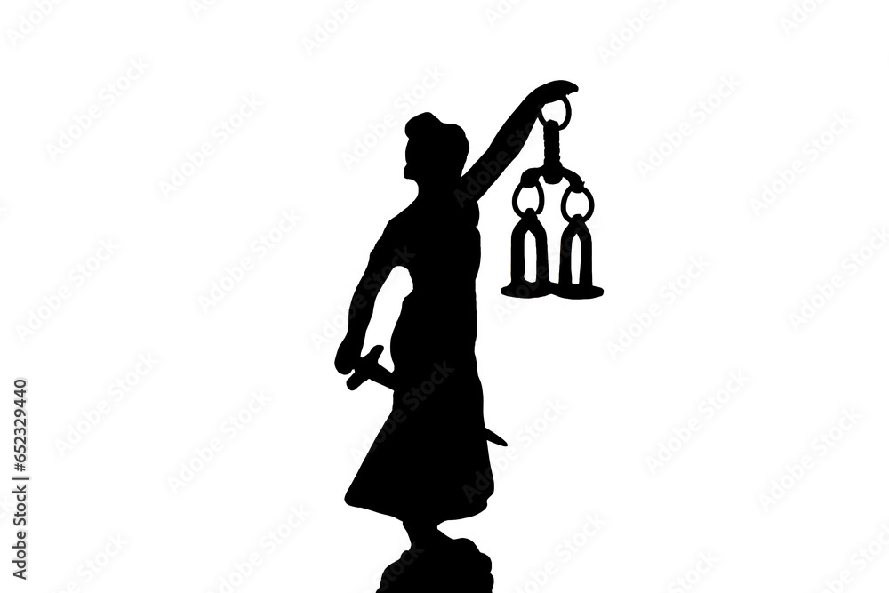 Lady Justice, goddess Justitia, with white background