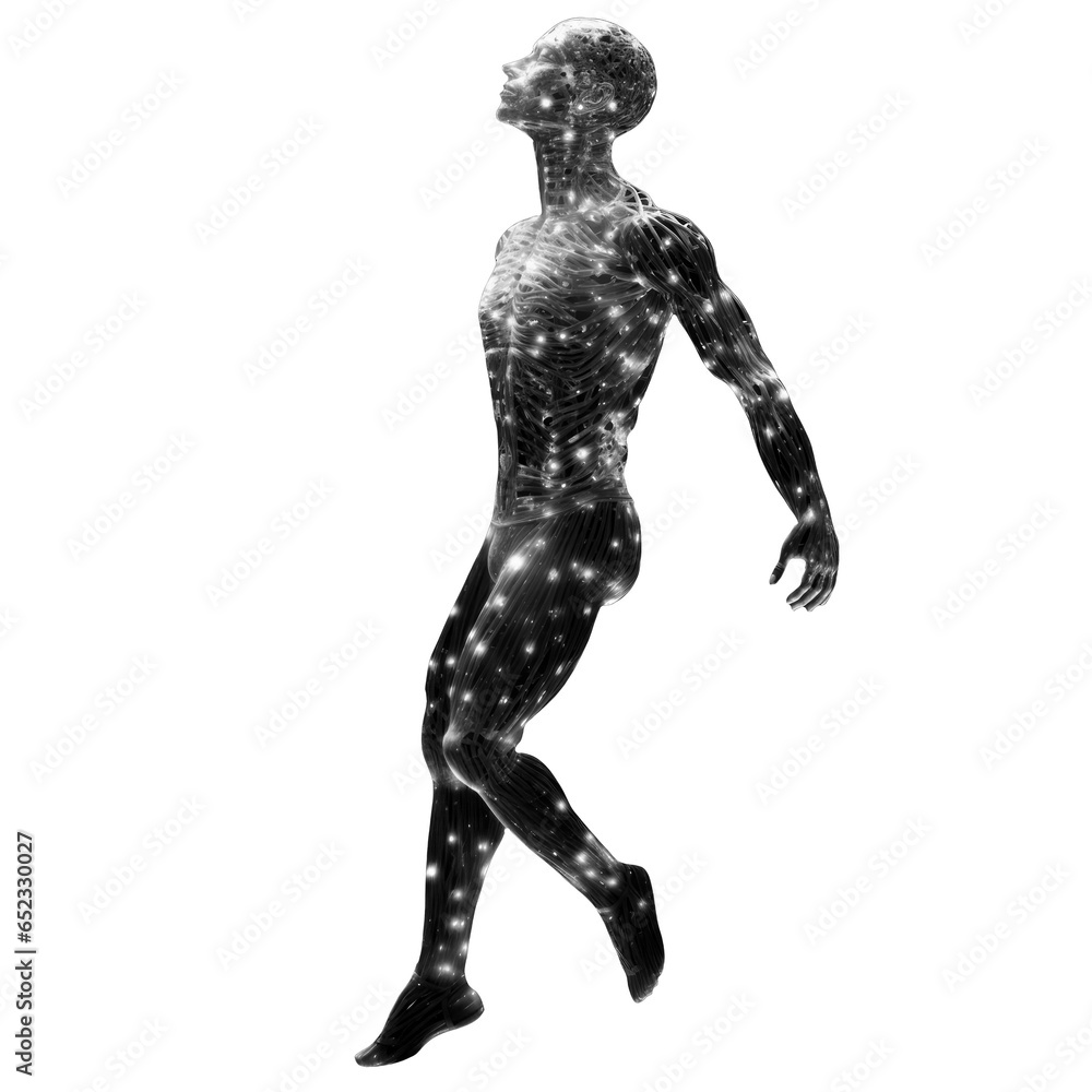 Spiritual illustration of male figure.  Esoteric and Futuristic poster. Generative AI