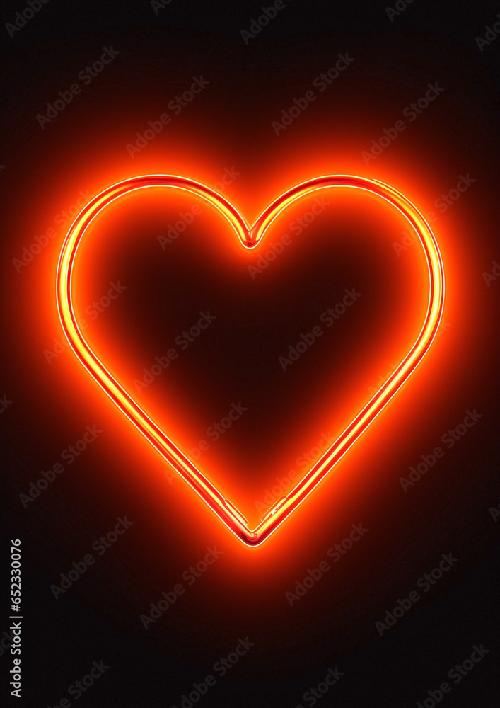 Red neon light heart on dark background. Red neon light heart on dark background.