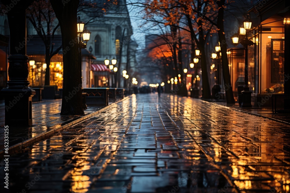 Night urban maze comes to life in the rain., generative IA