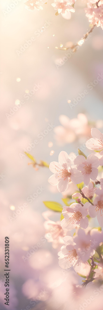 Nature background. Spring flowers in soft colors. AI