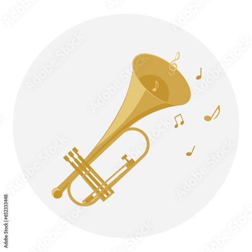 Vector trumpet icon. Flat illustration. Suitable for animation, using in web, apps, books, education projects. No transparency, solid colors only. Svg, lottie without bags.