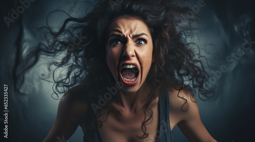 Lady screaming in distress made with AI generative, Person is fictional
