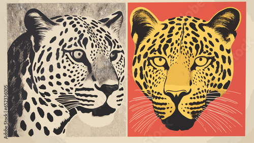 risograph safari animal vector illustration 02