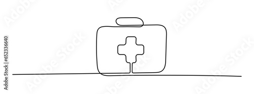 Medical Briefcase drawing by continuous line, thin line design vector illustration
