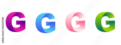 Letter G logo in four different colors, smoothly transitioning in a gradient. A vibrant and stylish design. Modern vector illustration symbol.