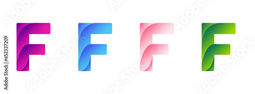 Letter F logo in four different colors, smoothly transitioning in a gradient. A vibrant and stylish design. Modern vector illustration symbol.