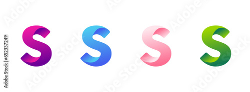 Letter S logo in four different colors, smoothly transitioning in a gradient. A vibrant and stylish design. Modern vector illustration symbol.