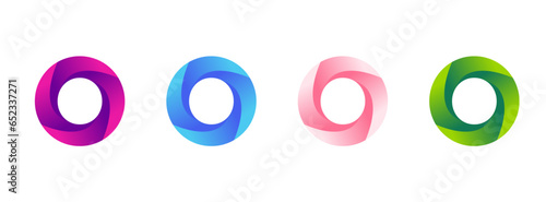 Letter O logo in four different colors, smoothly transitioning in a gradient. A vibrant and stylish design. Modern vector illustration symbol.