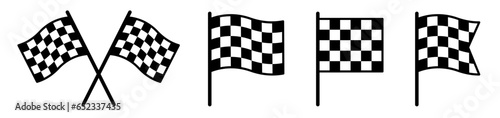 Checkered flags f1 racing. Two crossed racing flags. Motorsport concept. Formula 1 championship. Vector illustration