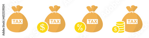 Money bag percent tax icon, vector illustration
