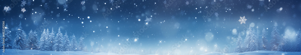 Christmas card snowflakes snowfall on winter forest background. Generative Ai Christmas card snowflakes snowfall on winter forest background. Generative Ai