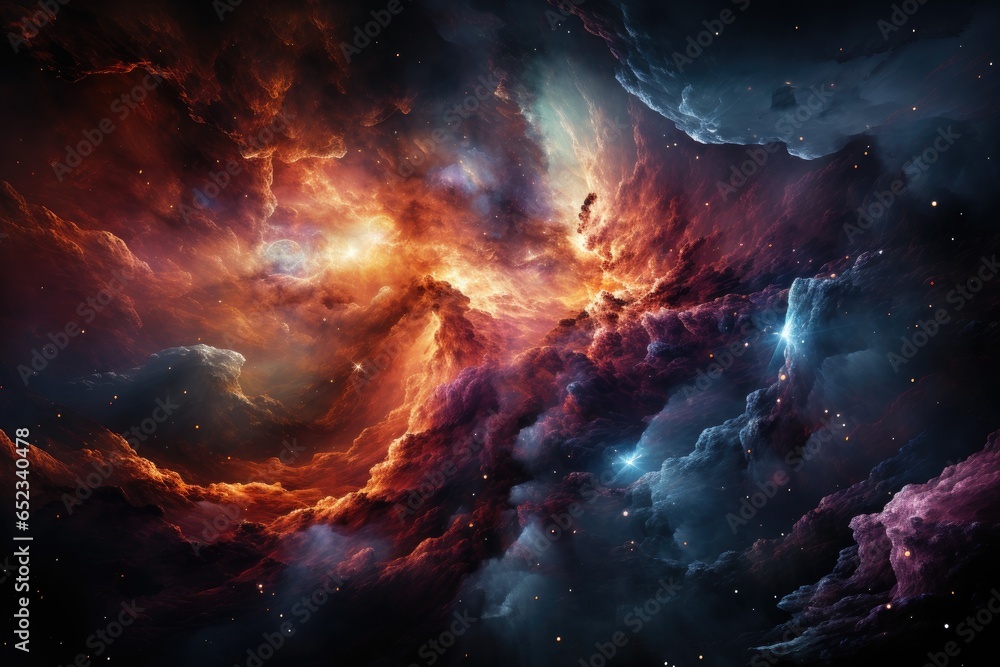 Kaleidoscopic nebula and cosmic dance planets., generative IA