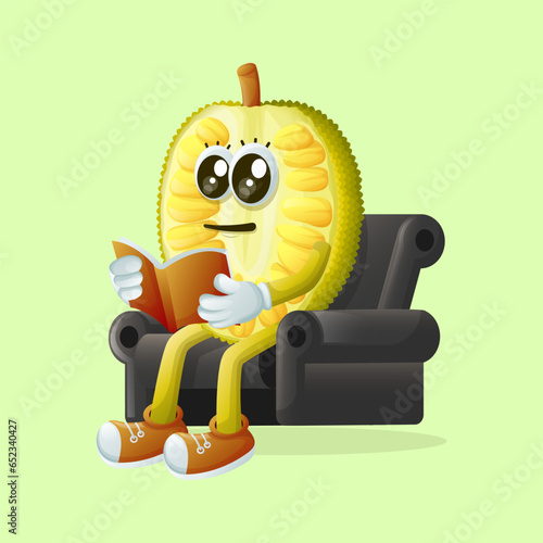 jackfruit character reading a book