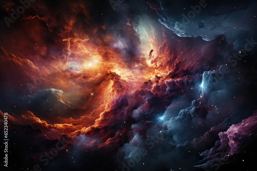 Kaleidoscopic nebula and cosmic dance planets., generative IA