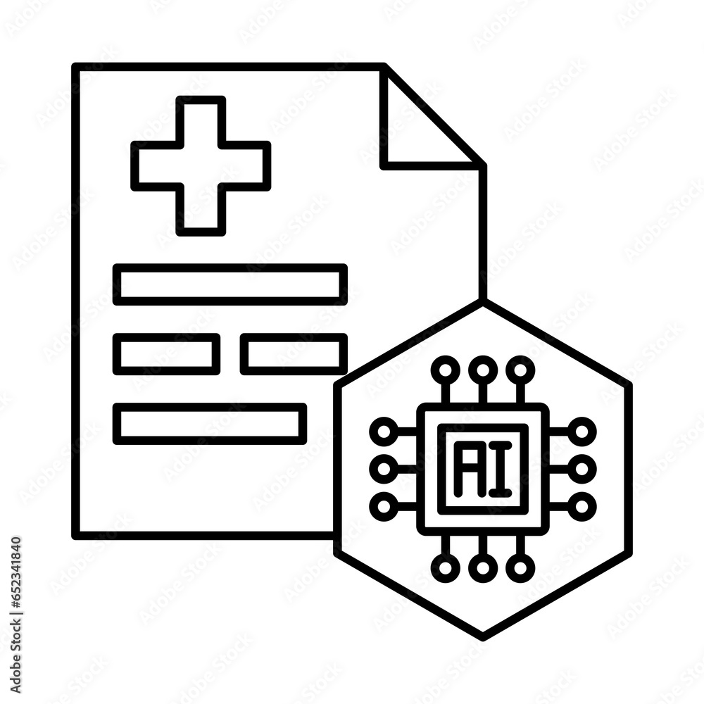 Fototapeta premium outline report and AI icon on white background with editable stroke, icon design for apps, presentation, banner, sign, symbol, logo. icon concept. vector illustration.
