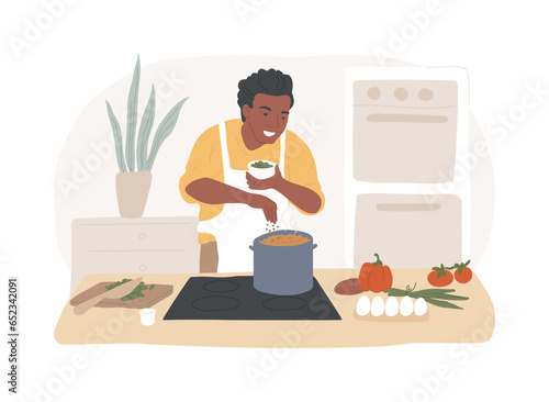Home cooking isolated concept vector illustration. Cook at home, online easy food recipes, family time activity, homemade traditional meal, cooking TV show, healthy eating habit vector concept.
