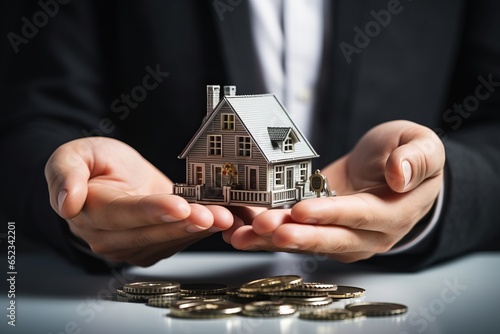 Real Estate Agent. Real estate agent offer house. Real estate loan, mortgage, investments and housing development concept.