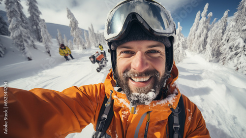 portrait of bearded man at the ski resort