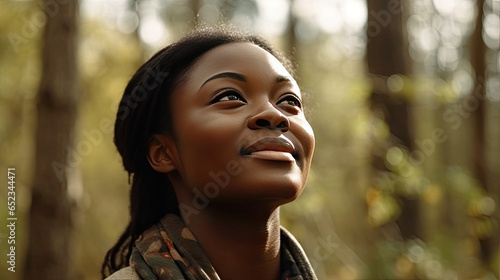  Black Woman Breathes Fresh Air on The Forest