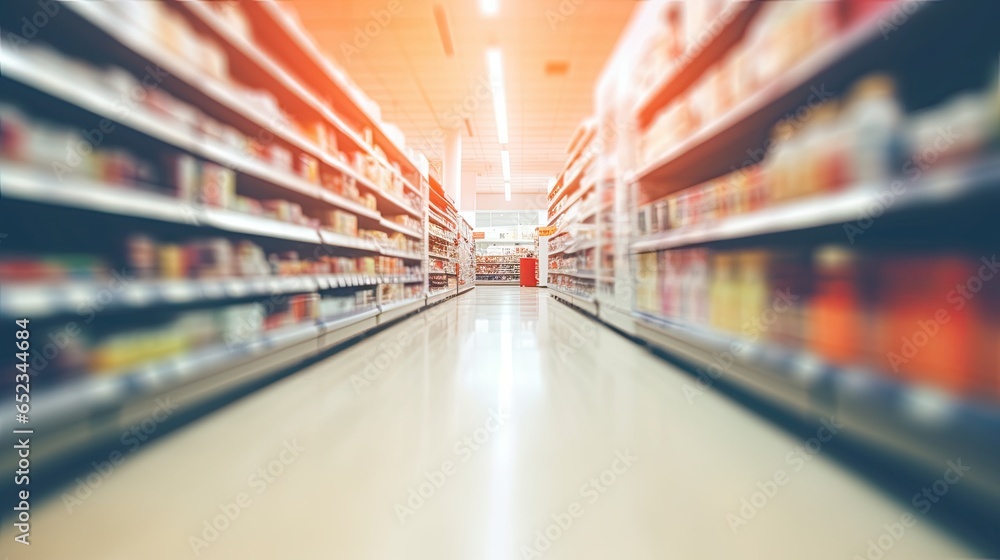  Blurred Bokeh Background Image of Modern Supermarket