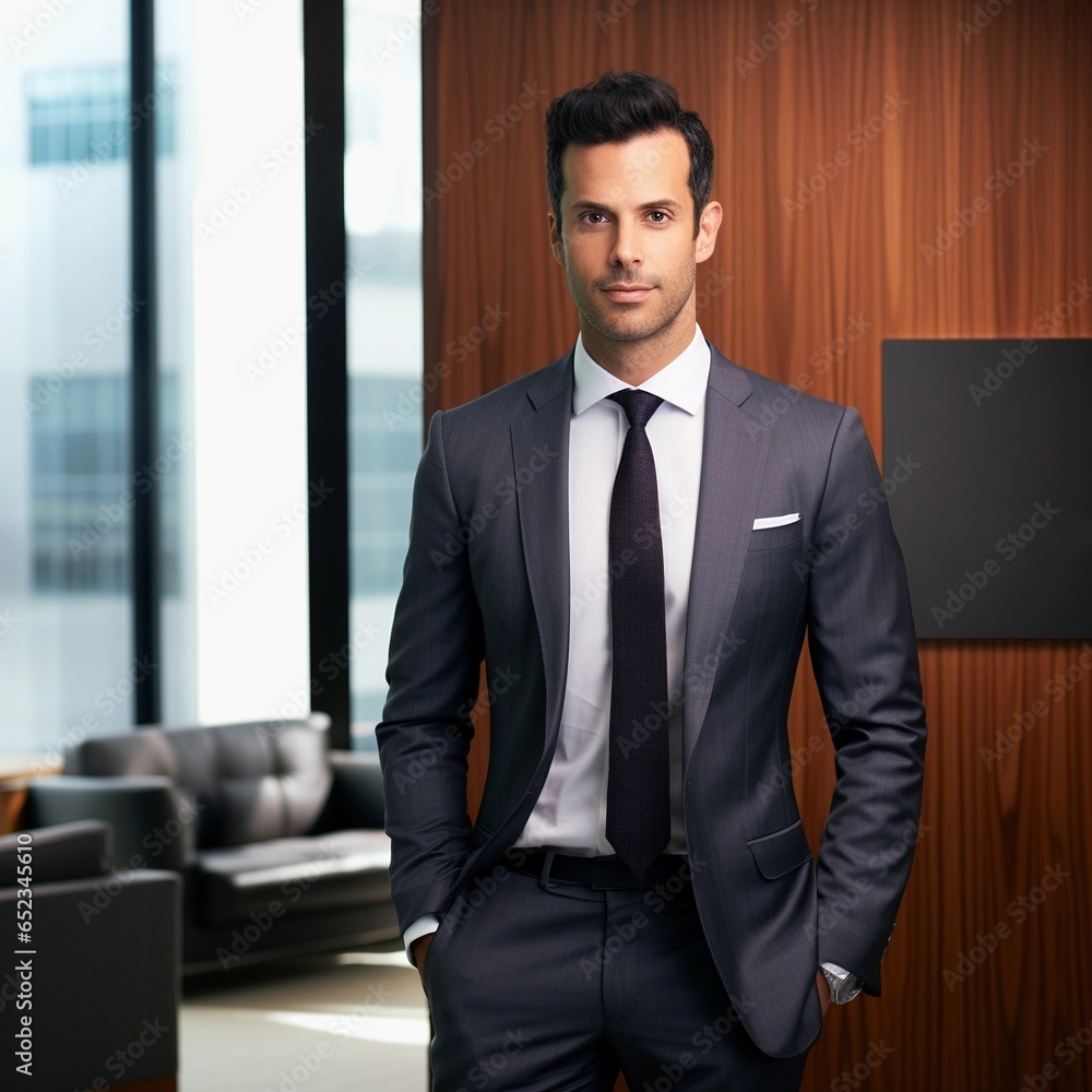 portrait of a professional businessman, successful attorney in modern office portrait of a professional businessman, successful attorney in modern office