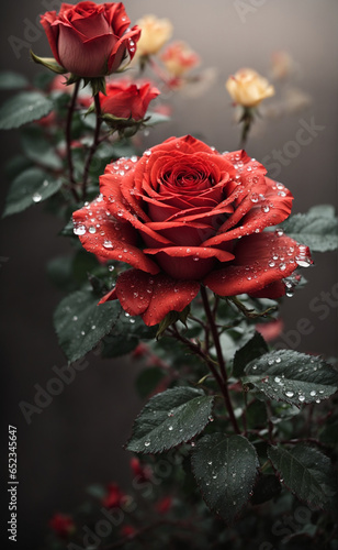 Hyper realistic dewdrop red rose flower illustration 13